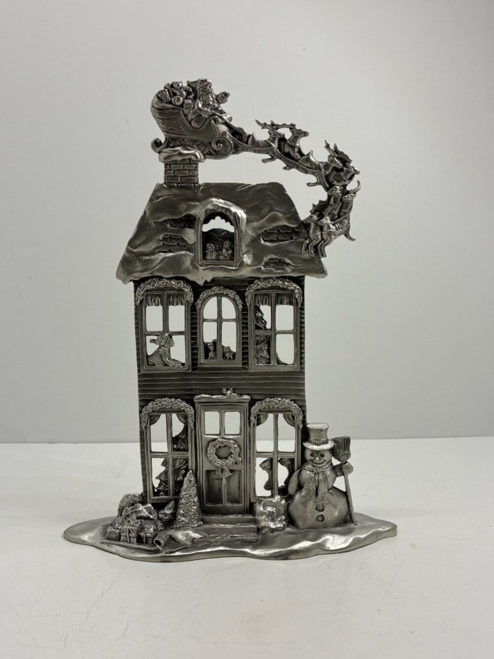 Seagull Pewter Etain Zinn Santa Christmas Village House Figurine 8.5" Holiday De